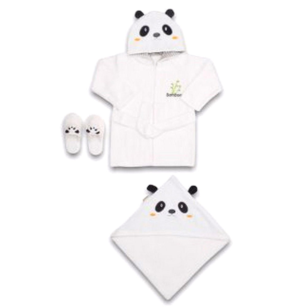 Panda Themed Baby Bathrobe Set 0-24 Months White - 047.30037.10