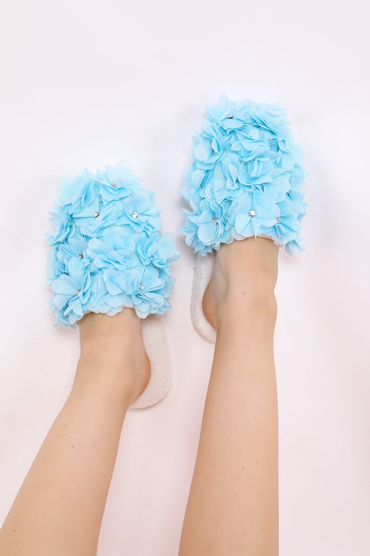 Shopymommy 75001 Azalea Flowered Maternity Slippers Blue