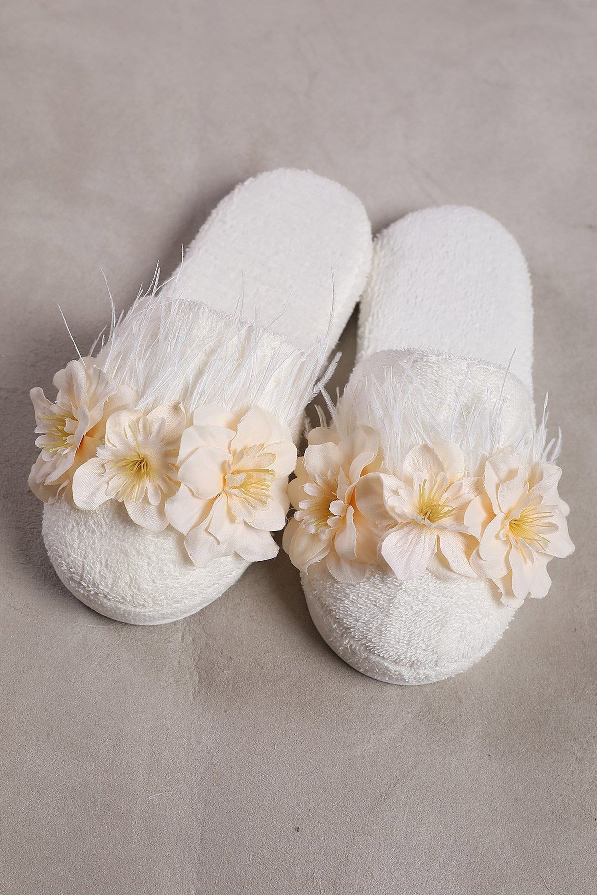 Shopymommy 75004 Water Lily Flowered Maternity Slippers Ecru
