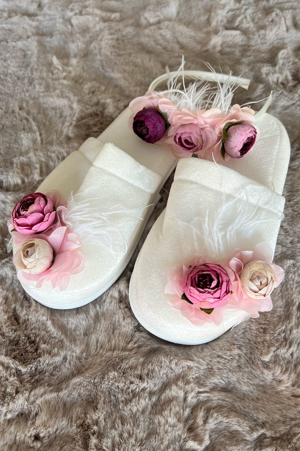 Shopymommy 757109 Rose Themed Maternity Crown & Maternity Slippers Set Dried Rose