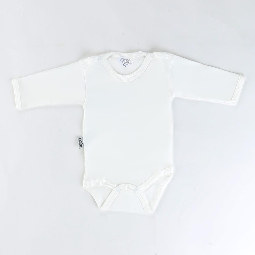 Long Sleeve Baby Bodysuit 0-12 Months White - 001.0157
