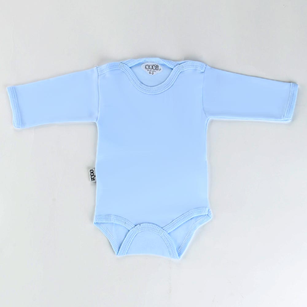 Long Sleeve Baby Bodysuit 0-12 Months Blue - 001.0157