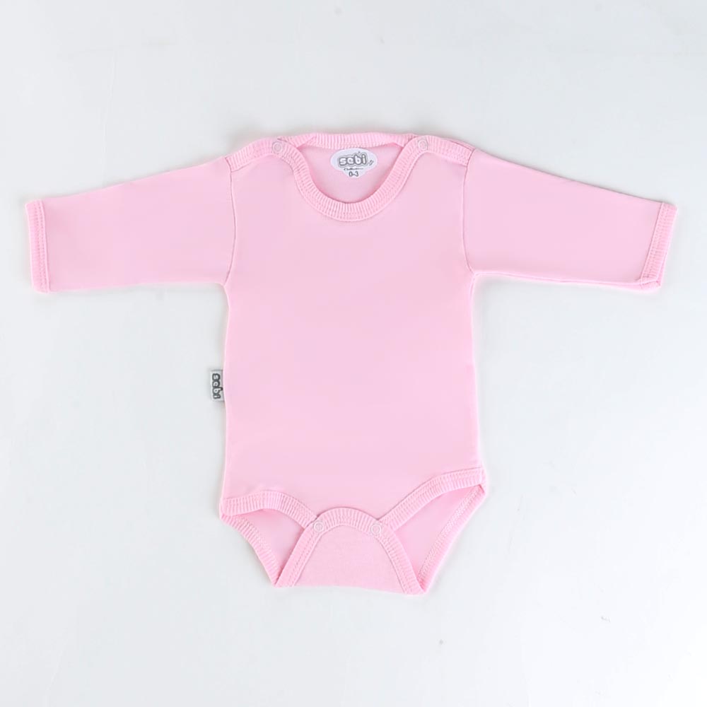 Long Sleeve Baby Bodysuit 0-12 Months Pink - 001.0157