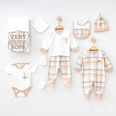 Checked Pattern Hospital Outfit 10-Piece Set Newborn Baby Boys - 020.10299