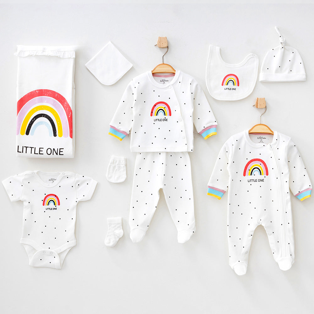 Rainbow Themed Hospital Outfit 10-Piece Set Newborn Baby Girls - 020.10294
