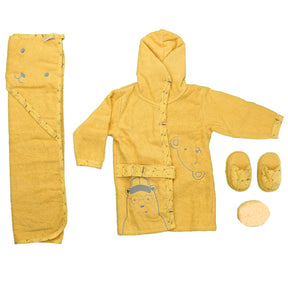 Bear Themed Baby Bathrobe Set 0-24 Months Yellow - 047.30014.04