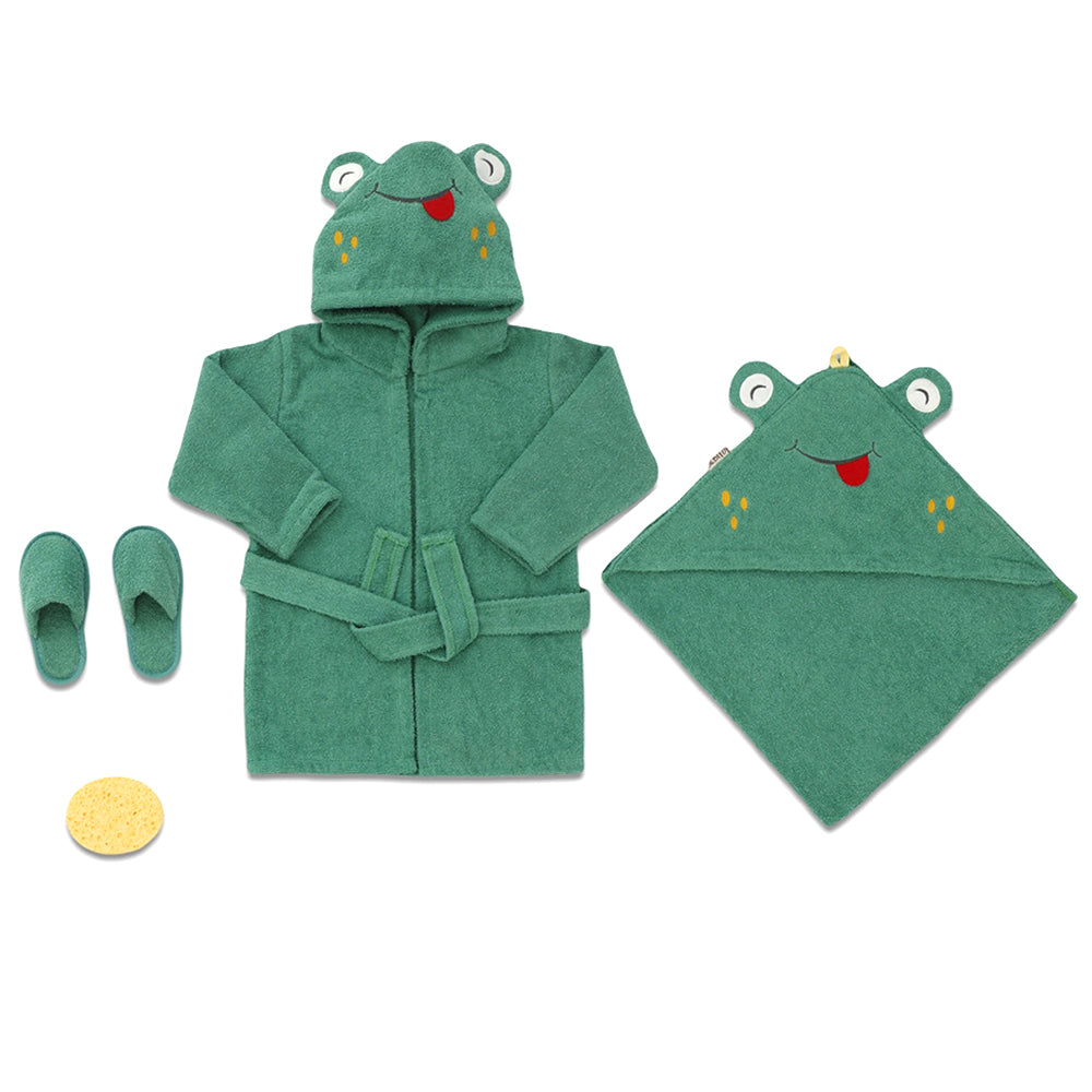 Frog Themed Baby Bathrobe Set 0-24 Months Green - 047.30029.18