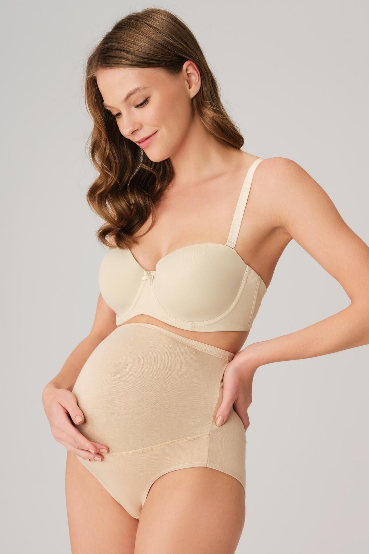 Shopymommy 2588 Modal Cotton High Waist Maternity Panties Skin