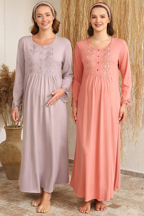 Shopymommy 4426 Lace Sleeve Maternity & Nursing Nightgown