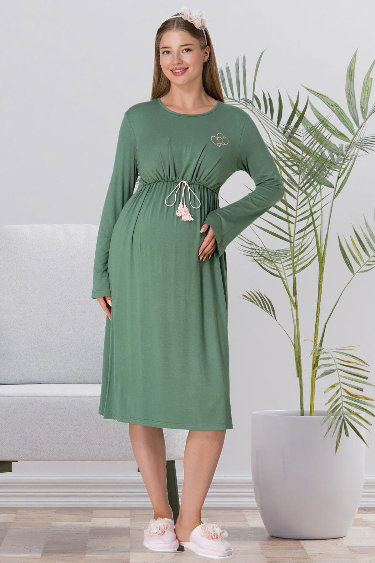 Shopymommy 5539 Breastfeeding Maternity & Nursing Nightgown Green