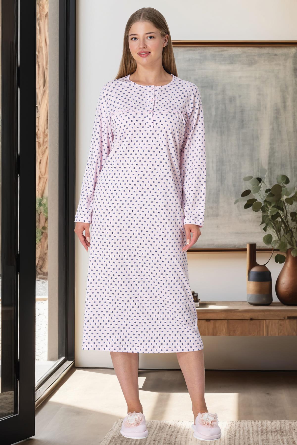 Shopymommy 5829 Polka Dot Plus Size Maternity & Nursing Nightgown Pink