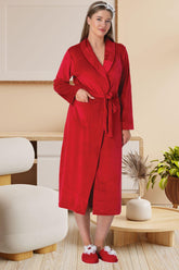 Shopymommy 5915 Velvet Maternity Robe Red