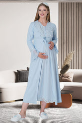 Shopymommy 1500 Lace Maternity Robe Blue