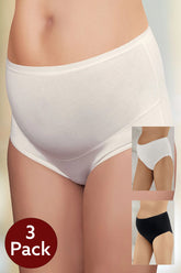 Shopymommy - 3-Pack Lycra Single Jersey Bato Maternity Panties White-Black-Ecru - 142
