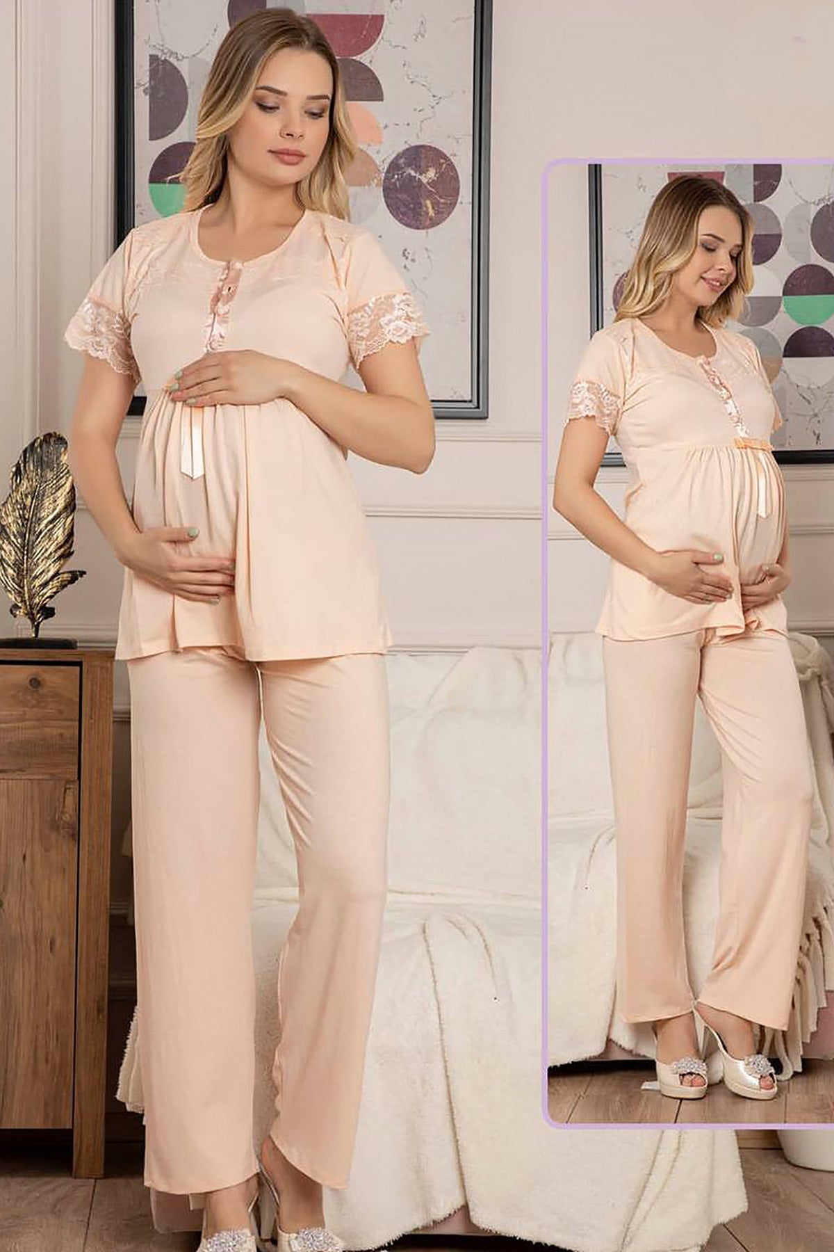 Shopymommy 40620 Maternity & Nursing Pajamas