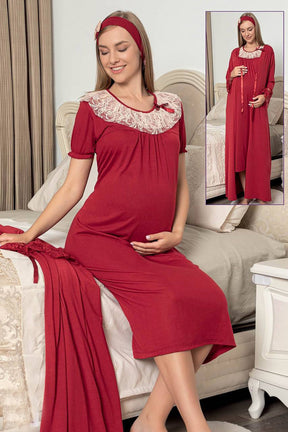 Shopymommy 48132 Maternity & Nursing Nightgown With Robe