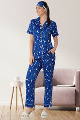 Shopymommy 5473 Sky Satin Maternity & Nursing Pajamas