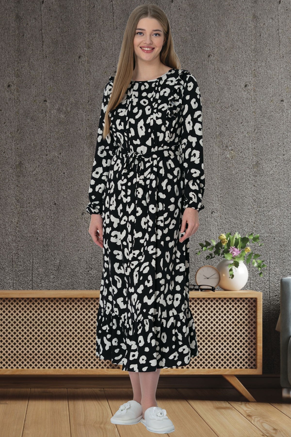 Shopymommy 5654 Patterned Plus Size Maternity Dress