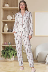 Shopymommy 5817 Flower Pattern Maternity & Nursing Pajamas Powder