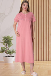 Shopymommy 5825 Lace Plus Size Maternity & Nursing Nightgown Pink