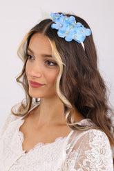 Lht 16080 Blue Floral Pattern Feathered Maternity Crown